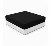 BRIT COTTON® Fitted Sheet - 25cm/10" Deep Pocket, Easycare Soft Percale Bed Sheet with Elasticated Corners, Non-Iron, Breathable, Durable Polycotton Bottom Sheet (Black, Double)