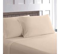 Brit Cotton Flat Bed Sheet Polycotton Easy-care Non Iron Percale Solid Pattern Hotel Quality Soft Fabric Luxury Bed Sheets UK Bed Size (LATTE, SINGLE)