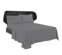 BRIT COTTON-Grey Double 100% Egyptian Cotton Plain Dyed Flat Sheet | Premium Hotel Quality Ultra Soft Bedding | Luxury Non-Iron Easy Care | Wrinkle & Fade Resistant Top Sheet for All Bed Sizes