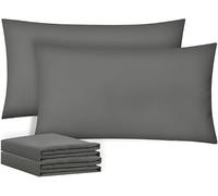 Brit Cotton-Grey Pillow Cases 4 Pack-1800 Super Soft 100% Brushed Microfibre Pillowcases-Envelope Closure-Non Iron,Breathable,Fade & Stain Resistant - Standard Size (50x75cm) Pillow Covers