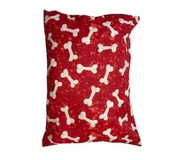 Brit Cotton Large Pet Dog Bed - Pack of 1 - Zipped Removable Washable Cushion Cover - Soft Printed Pet Pillow Bed - Easy Care Comfortable Sleeping Mat for Dogs & Cats - Red Bone (90x60x5cm)