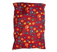 Brit Cotton Large Pet Dog Bed - Pack of 1 - Zipped Removable Washable Cushion Cover - Soft Printed Pet Pillow Bed - Easy Care Comfortable Sleeping Mat for Dogs & Cats - Multi Paw Red (90x60x5cm)