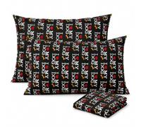Brit Cotton Large Pet Dog Bed - Pack of 2 - Zipped Removable Washable Cushion Cover with 1 Extra Cover - Easy Care Comfortable Sleeping Mat for Dogs & Cats - Multi Paw Red (90x60x5cm)