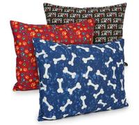 Brit Cotton Large Pet Dog Bed - Pack of 3 - Zipped Removable Washable Cushion Cover - Soft Printed Pet Pillow Bed - Easy Care Comfortable Sleeping Mat for Dogs &Cats - Assorted Colours (90x60x5cm)