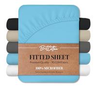 Brit Cotton Microfibre Fitted Sheet Double 40cm/16inches Extra Deep Bed SheetBreathable,Hotel Quality,1800 Microfiber Soft Bed Sheets, Shrinkage & Fade Resistant Double Mattress Sheet