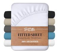 Brit Cotton Microfibre Fitted Sheet King Size 40cm/16inches Extra Deep King Bed Bottom Sheet Breathable,Hotel Quality,1800 Microfiber Soft Bed Sheets, Shrinkage & Fade Resistant King Mattress Sheet