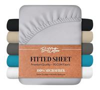 Brit Cotton Microfibre Fitted Sheet King Size 40cm/16inches Extra Deep King Bed Bottom Sheet Breathable,Hotel Quality,1800 Microfiber Soft Bed Sheets, Shrinkage & Fade Resistant King Mattress Sheet