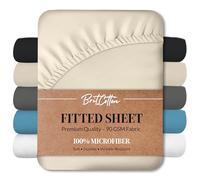 Brit Cotton Microfibre Fitted Sheet Single 40cm/16inches Extra Deep Single Bed Bottom Sheet Breathable,Hotel Quality,1800 Microfiber Soft Bed Sheets, Shrinkage & Fade Resistant Single Mattress Sheet