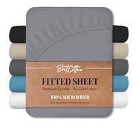 Brit Cotton Microfibre Fitted Sheet Super King 40cm/16inches Extra Deep Superking Bed Bottom Sheet Breathable,Hotel Quality,1800 Microfiber Soft Bed Sheets, Shrinkage & Fade Resistant