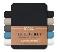Brit Cotton Microfibre Fitted Sheet Super King 40cm/16inches Extra Deep Superking Bed Bottom Sheet Breathable,Hotel Quality,1800 Microfiber Soft Bed Sheets, Shrinkage & Fade Resistant