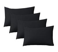 BRIT COTTON Pillow Cases 4 Pack 100% Poly Cotton Pillowcases UK Size 50X75 cm Pillow Covers Breathable Fabric Hotel Quality Housewife Pillow Cases Fade, Wrinkle and Stain Resistant (50cmX75cm, BLACK)