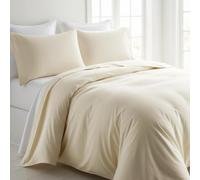 Brit Cotton®- Plain Dyed Polycotton Duvet Cover Set | Super Soft Breathable Hotel Quality Bedding with matching Housewife Pillowcases | Durable and Easy Care Quilt Cover (Cream, King)
