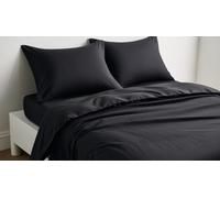 Brit Cotton®- Plain Dyed Polycotton Duvet Cover Set | Super Soft Breathable Hotel Quality Bedding with matching Housewife Pillowcases | Durable and Easy Care Quilt Cover (Black, Single)