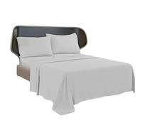 BRIT COTTON-Silver Double 100% Egyptian Cotton Plain Dyed Flat Sheet | Premium Hotel Quality Ultra Soft Bedding | Luxury Non-Iron Easy Care | Wrinkle & Fade Resistant Top Sheet for All Bed Sizes