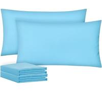 Brit Cotton-Sky BluePillow Cases 2 Pack-1800 Super Soft 100% Brushed Microfibre Pillowcases-Envelope Closure-Non Iron,Breathable,Fade & Stain Resistant - Standard Size (50x75cm) Pillow Covers