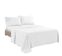 BRIT COTTON-White Double 100% Egyptian Cotton Plain Dyed Flat Sheet | Premium Hotel Quality Ultra Soft Bedding | Luxury Non-Iron Easy Care | Wrinkle & Fade Resistant Top Sheet for All Bed Sizes