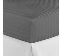 Brit House 30 cm Extra Deep Striped Design Fitted Sheet 200 TC Soft 100% Cotton Mattress Cover Bedding (Dark Grey, Double)