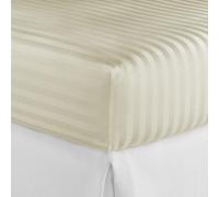 Brit House 30 cm Extra Deep Striped Design Fitted Sheet 200 TC Soft 100% Cotton Mattress Cover Bedding (Cream, King)