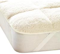 Brit House Luxury Soft Cosy Teddy Bear Sherpa Fleece Mattress Topper with Box Stitching and Piped Edge - Dual-Sided with Microfiber and Plush Sherpa Fleece (Double)