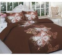 Brit House Polycotton Printed Butterfly and Campus Pattern Designer Quilt Duvet Cover Set with Matching Pillow Covers (King (U.K. Standard), Brown Butterfly)
