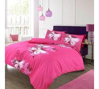 Brit House Polycotton Printed Butterfly and Campus Pattern Designer Quilt Duvet Cover Set with Matching Pillow Covers (Single, Pink Butterfly)
