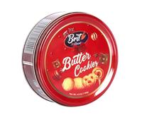 BRIT TREAT Christmas Edition Danish Butter Cookies - 140g Luxury Gift Red Tin, Assorted Buttery Biscuits for Holidays, Birthdays & Corporate Gifting (Pack of 4)