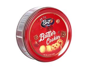 BRIT TREAT Christmas Edition Danish Butter Cookies - 140g Luxury Gift Red Tin, Assorted Buttery Biscuits for Holidays, Birthdays & Corporate Gifting (Pack of 4)