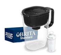 Brita 10 Cup Filter Pitcher with Smart Light Indicator, Reduces Chlorine taste and odour from Tap Water, Filters 151 Litres, Huron, Black