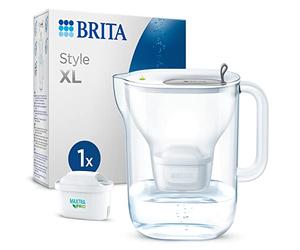 BRITA Filter Jug Style XL Grey (3.6L) with 1 Maxtra Pro Pure Performance Filter - High Capacity, Tilting Flap, LED Display, Filter Reduces Chlorine, Stone and Dirt