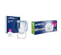 BRITA Glass Water Filter Jug Light Blue (2.5L) Starter Pack incl.3x MAXTRA PRO All-in-1 cartridge & MAXTRA PRO Limescale Expert Water Filter Cartridge 3 Pack (NEW) - Original BRITA refill