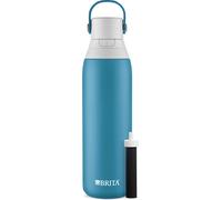 Brita Insulated Filtered Water Bottle with Straw Reusable Stainless Steel Metal Blue Jay 20 Ounce