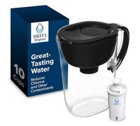 Brita Large Water Filter Pitcher for Tap and Drinking Water with SmartLight Change Indicator, Includes 1 Standard Filter, BPA-Free, Lasts 2 Months, 10-Cup Capacity, Stretch Limo Black