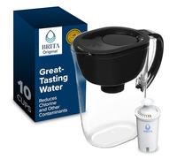 Brita Large Water Filter Pitcher for Tap and Drinking Water with SmartLight Change Indicator, Includes 1 Standard Filter, BPA-Free, Lasts 2 Months, 10-Cup Capacity, Stretch Limo Black