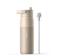 BRITA LARQ Essential Drinking Bottle with Straw Beige (680ml) Stainless Steel Water Bottle, Double-Walled Insulation (24h Cold), with Detachable Soft-Touch Handle, Dishwasher Safe