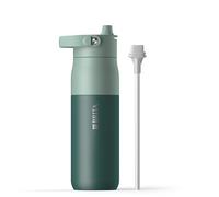 BRITA LARQ Essential Drinking Bottle with Straw Green (680ml) Stainless Steel Water Bottle, Double-Walled Insulation (24h Cold), with Detachable Soft-Touch Handle, Dishwasher Safe