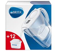 BRITA Marella fridge water filter jug, 2.4 L - White. Annual Pack, Includes 12 x MAXTR filter cartridges for reduction of chlorine, limescale and impurities - now in sustainable Smart Box packaging