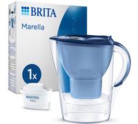 BRITA Marella Water Filter Jug Blue (2.4L) incl. 1x MAXTRA PRO Pure Performance cartridge - fridge-fitting pitcher with digital LTI and Flip-Lid reduces chlorine, limescale and impurities