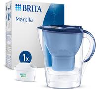 BRITA Marella Water Filter Jug Blue (2.4L) incl. 1x MAXTRA PRO Pure Performance cartridge - fridge-fitting jug with digital LTI and Flip-Lid - now in sustainable Smart Box packaging