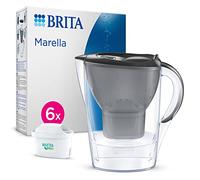 BRITA Marella Water Filter Jug Graphite (2.4L) Half Year Pack incl. 6x MAXTRA PRO Pure Performance cartridge - fridge-fitting jug with digital LTI and Flip-Lid - now in sustainable Smart Box packaging