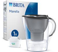 BRITA Marella Water Filter Jug Graphite (2.4L) incl. 1x MAXTRA PRO Pure Performance cartridge - fridge-fitting jug with digital LTI and Flip-Lid - now in sustainable Smart Box packaging