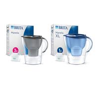BRITA Marella Water Filter Jug Starter Pack Graphite 24L incl 3x MAXTRA PRO Allin1 cartridge Marella XL Water Filter Jug Blue 35L incl 1x MAXTR