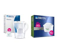 BRITA Marella Water Filter Jug Starter Pack - White (2.4L) incl. 3x MAXTRA PRO All-in-1 & MAXTRA PRO Limescale Expert Water Filter Cartridge 6 Pack (