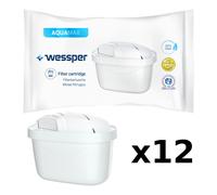 Wessper Pack 12 Water Filter Cartridges - Fits BRITA Maxtra Jugs, Marella-Elemaris, Bosch Tassimo, AmazonBasics
