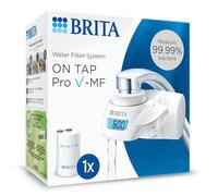 BRITA ON TAP Pro V-MF water filter for faucet including 1 filter cartridge (600l) - reduces 99.99% bacteria, chlorine, microplastics and heavy metals/digital LCD display shows remaining capacity