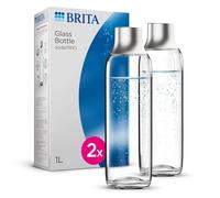 BRITA Pack of 2 sodaTRIO glass bottles (1L) - elegant design with stainless steel cap