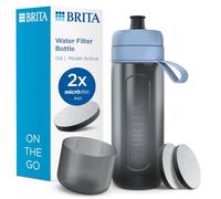 BRITA Sports Water Filter Bottle Model Active (600ml), 2x MicroDisc Filters | Dark Blue | squeezable sports bottle reducing PFAS, chlorine, micro impurities & more for on-the-go, travel, biking & hiking