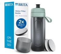 BRITA Sports Water Filter Bottle Model Active (600ml), 2x MicroDisc Filters | Dark Green | squeezable sports bottle reducing PFAS, chlorine, micro impurities & more for on-the-go, travel, biking & hiking