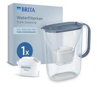 BRITA Style Essential Blue Filter Jug (2.4L) incl. 2 x MAXTRA PRO PURE PERFORMANCE | Compatible with Fridge Door, with LED Indicator, Filters Impurities, Metals and Much More