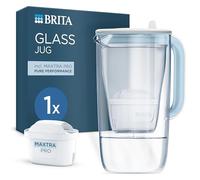 BRITA Water Filter Jug Glass Light Blue (2.5 L) Includes 1 Maxtra Pure Performance Cartridge - Premium Design Glass Jug, Reduces Limescale, Chlorine, Pesticides, Metals such as Lead