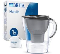 BRITA Marella Graphite Filter Decanter (2.4 L) incl. 1 MAXTRA PRO All-in-1 Water Filter Cartridge Reduces PFAS, Lime, Chlorine, Certain Impurities and Metal Time Display, Eco Packaging